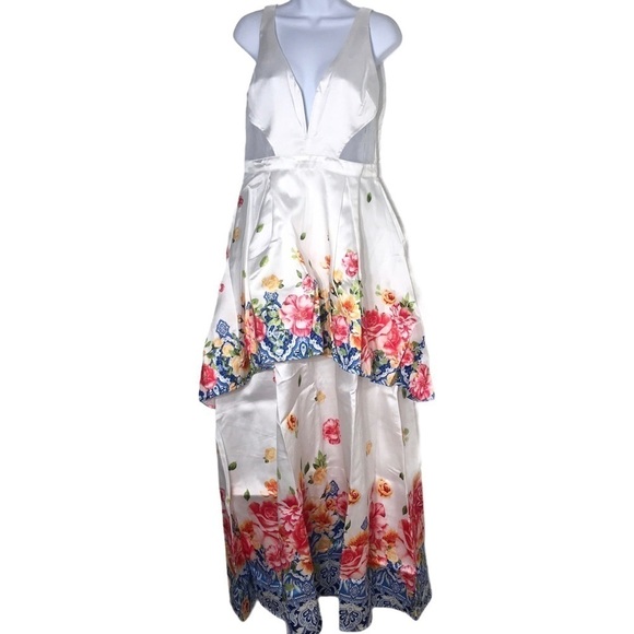 Floral Maxi Dress Party Gown Size L New - Picture 3 of 12